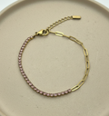 Pulsera Eslabon y Cristales Rosa