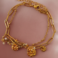 Pulsera Doble Cadena Gaia De Acero Inoxidable Bañada en oro 18k