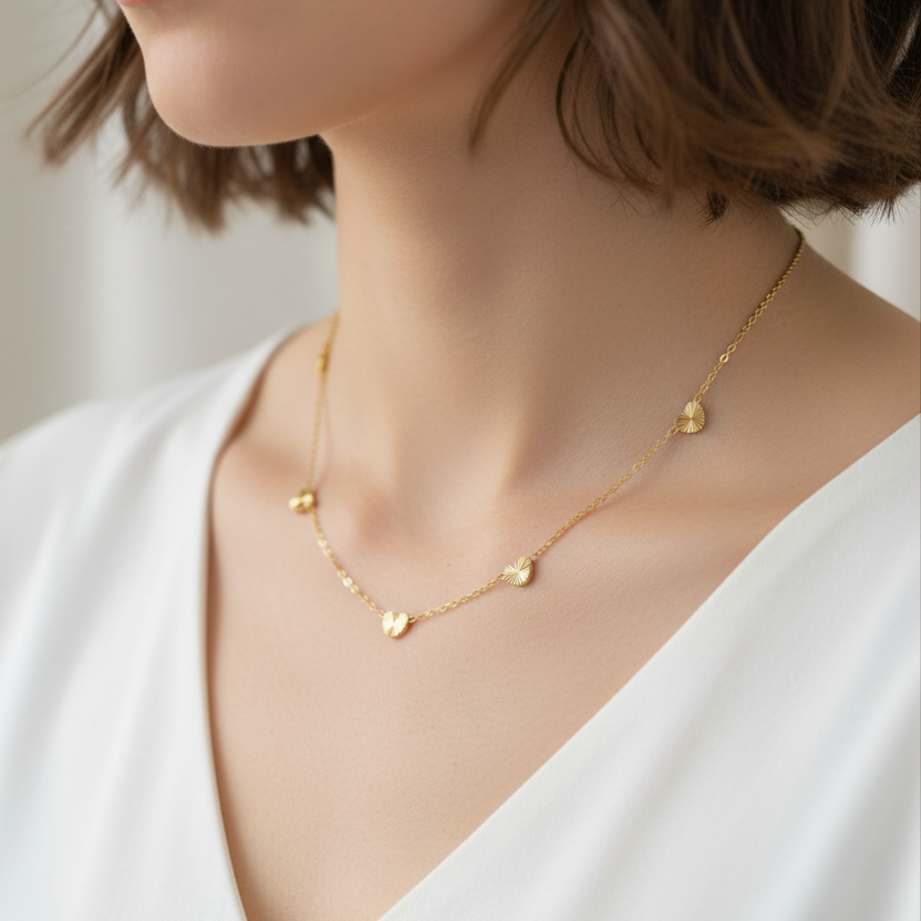 Collar de Dijes de Mini Corazones