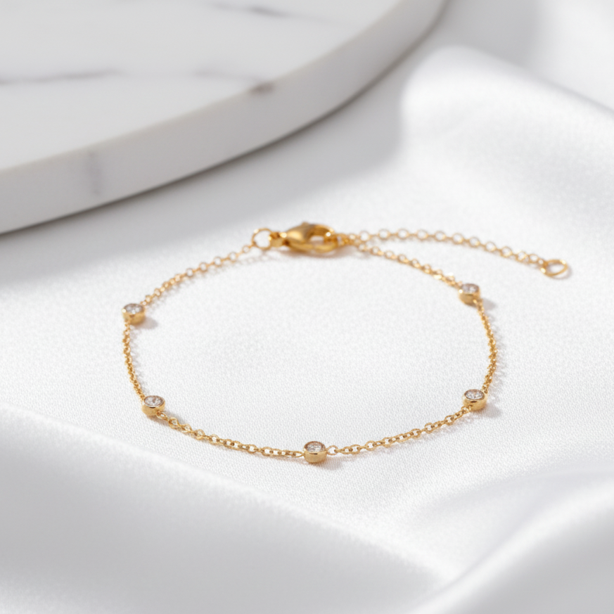 Pulsera en Acero Inoxidable y Cristales