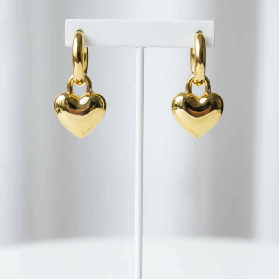 Pendientes Colgante de Corazon en Acero Inoxidable