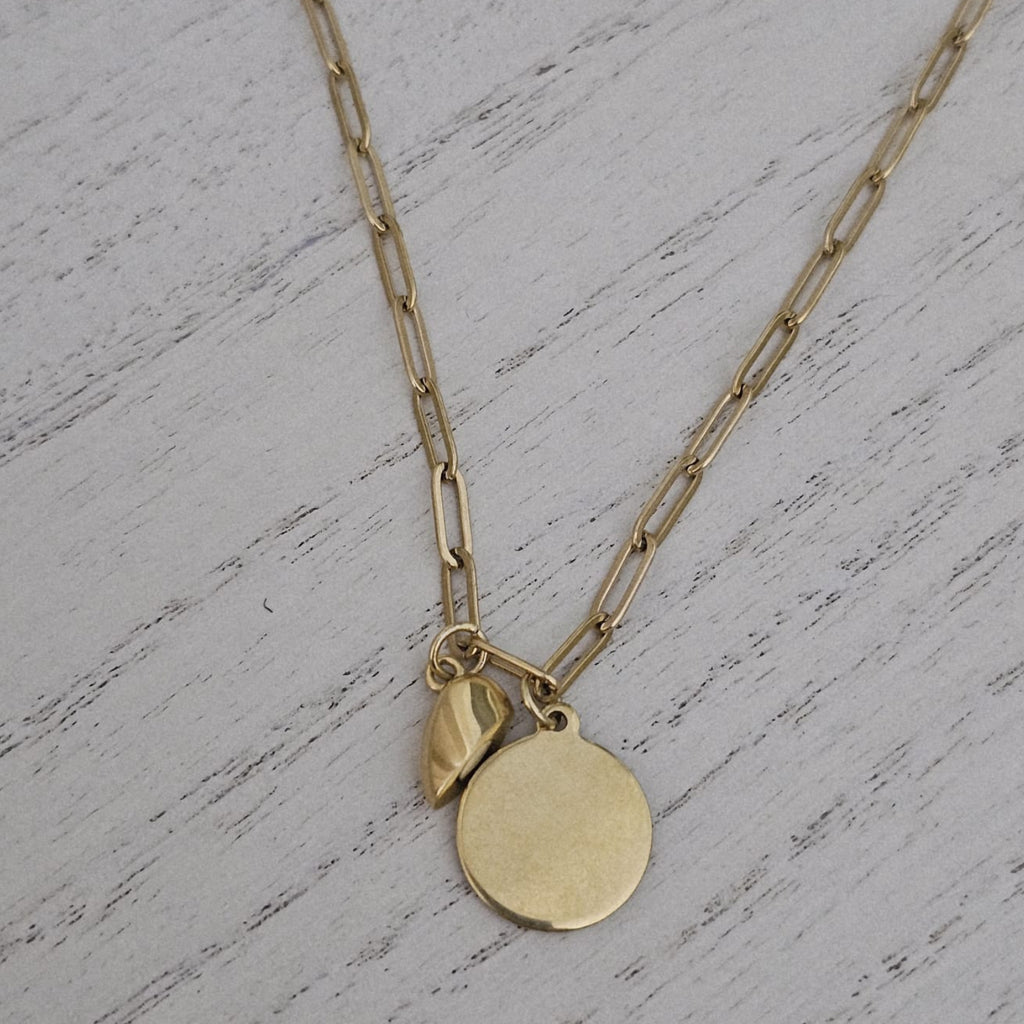 Collar Magnetic Love - Medalla Grabada con Dije Corazón Imantado