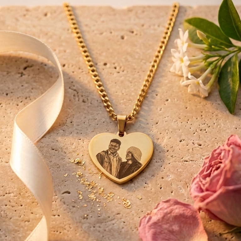 Collar Corazón Retrato + Texto