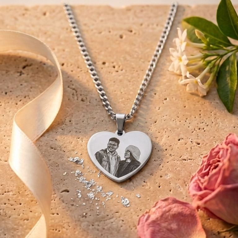 Collar Corazón Retrato + Texto