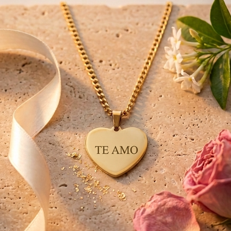 Collar Corazón Retrato + Texto