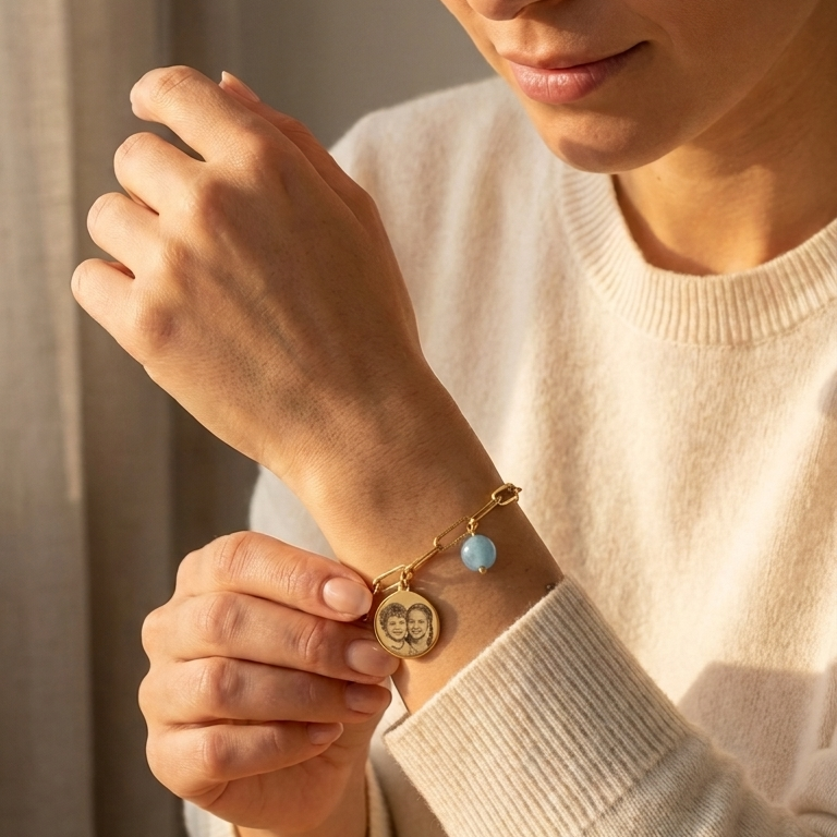 Pulsera Medalla Retrato Y Texto